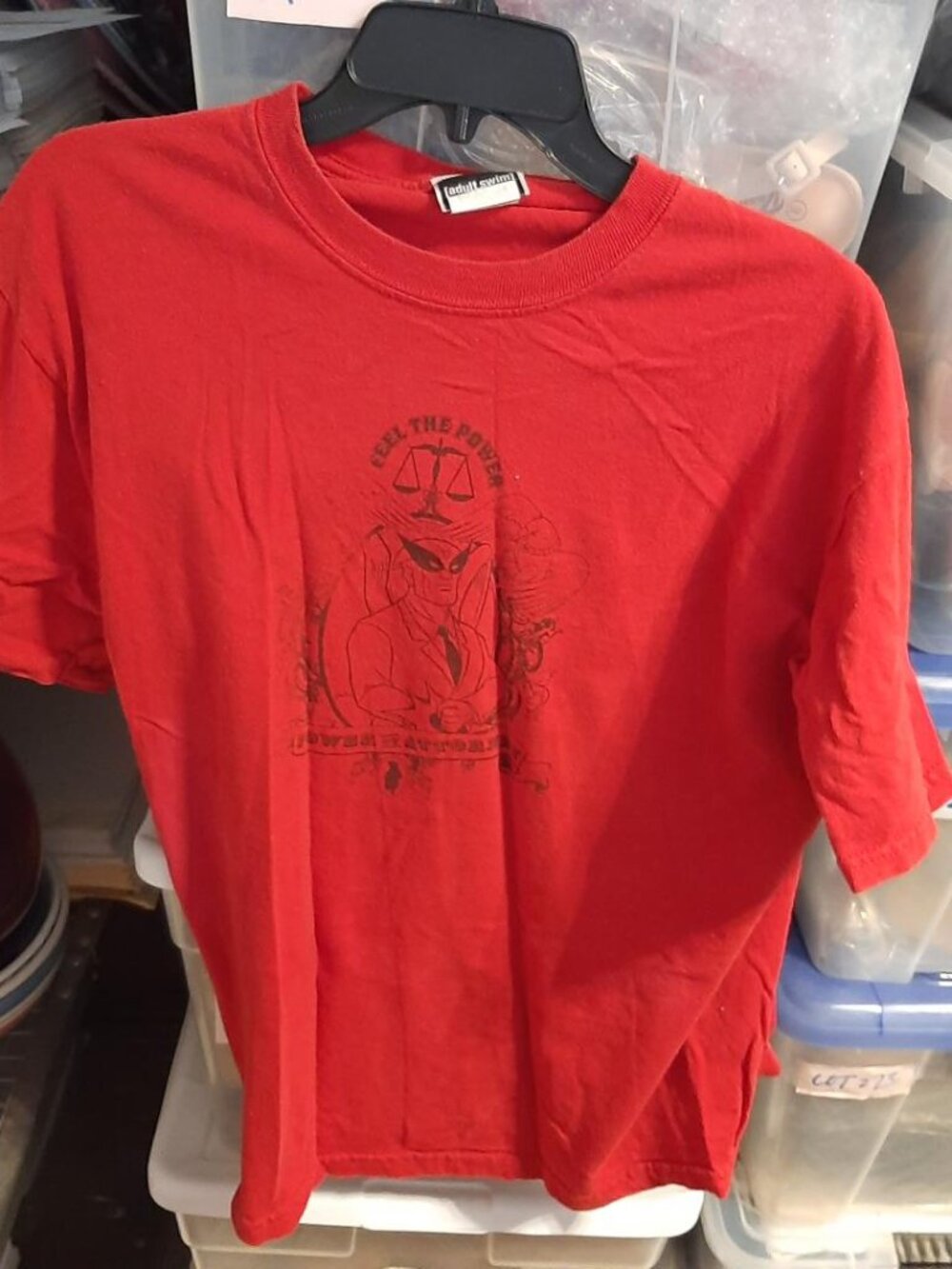 Rare Find ! Cartoon T Shirt Harvey Birdman Attorney At Law Feel The Powe Red SzL